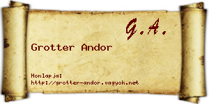 Grotter Andor névjegykártya